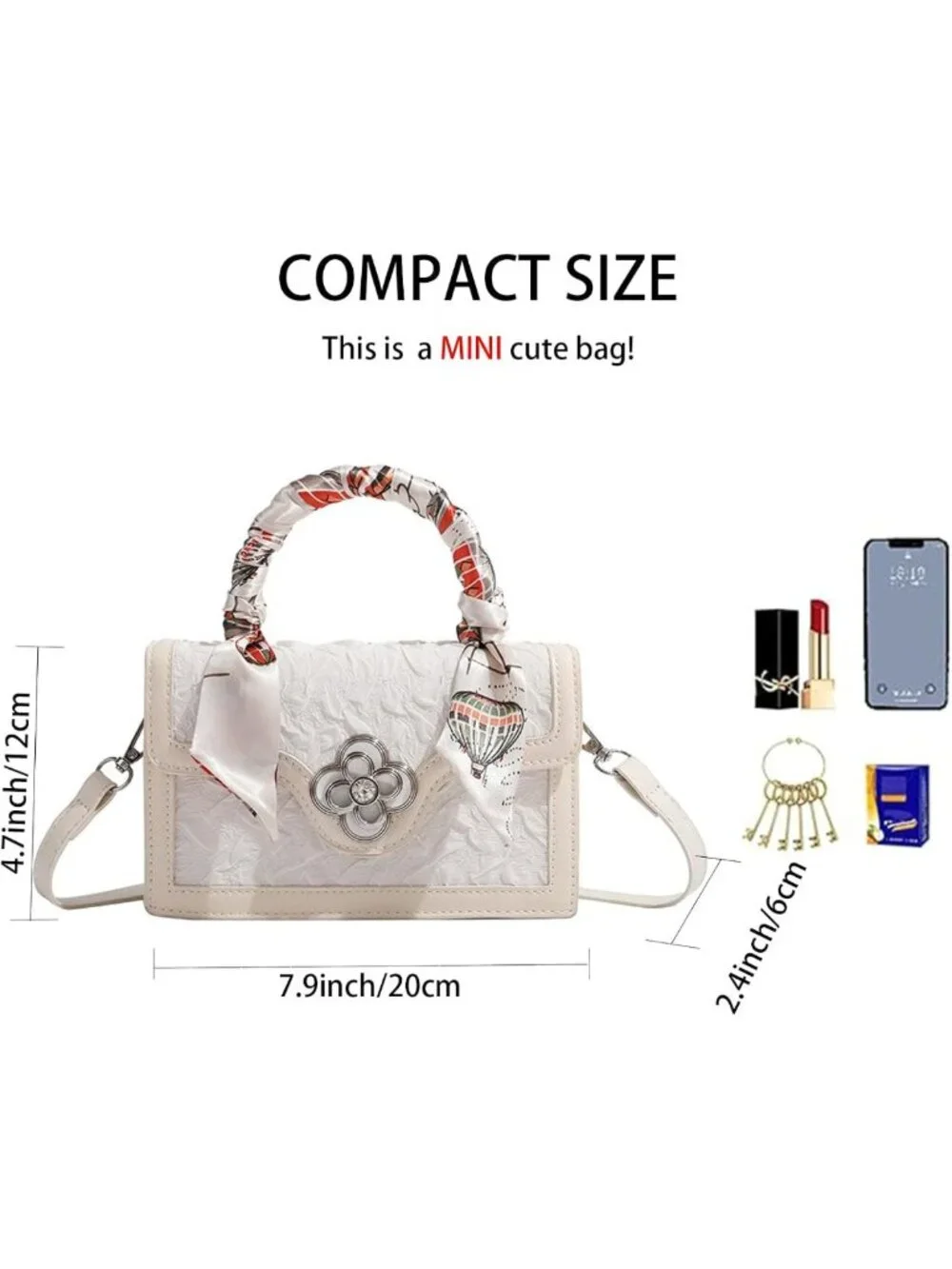 Colorblock Mini Top Handle Bag | PU Leather Floral Clutch | Stylish Handbag